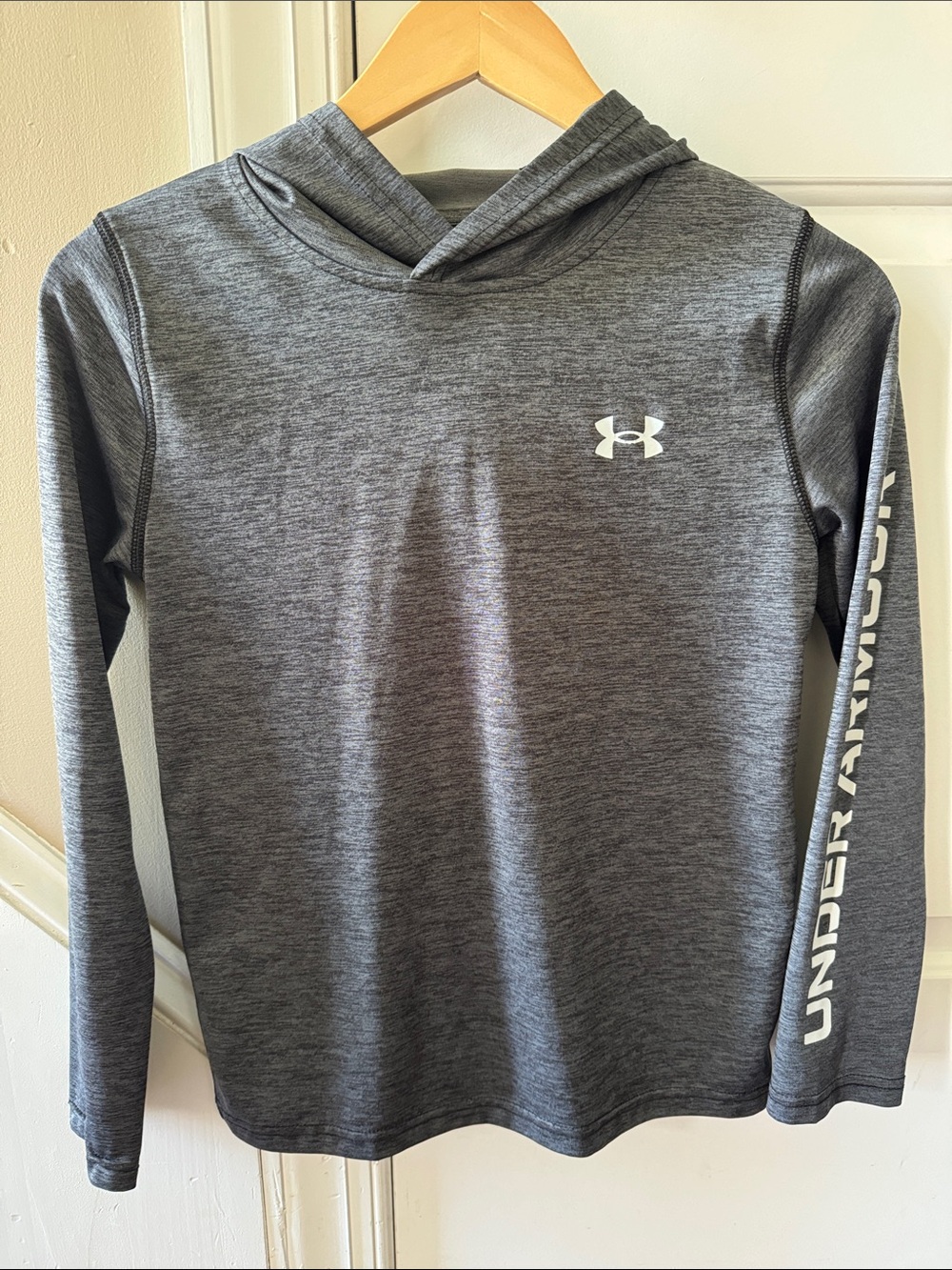 Under Armour Kids' Charcoal Gray Hooded Performance Top